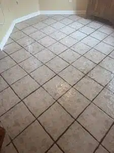 Travertine tile before grout cleaning