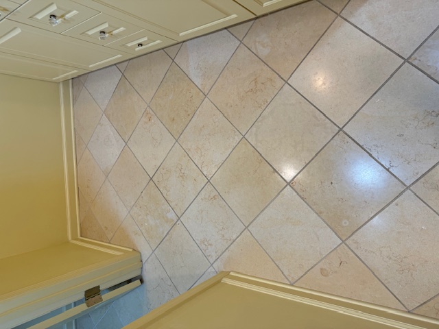 Natural stone floor before professional restoration