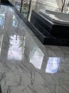 bathroom marble floor after polishing
