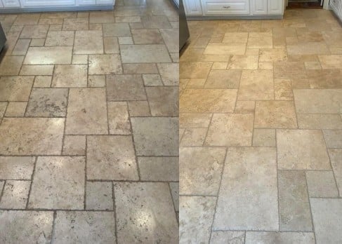 Professional travertine cleaning and restoration by Healthy Home Services