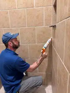 Sanded caulk application in shower in Collierville TN