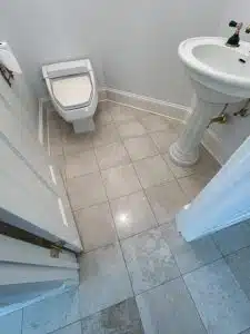 marble bathroom floor before cleaning and polishing in Germantown TN