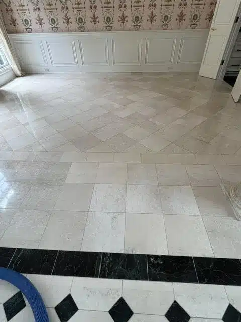 Marble floor professionally cleaned and polished