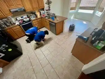 During grout color sealing process